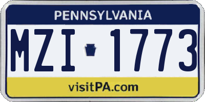 PA license plate MZI1773