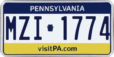 PA license plate MZI1774