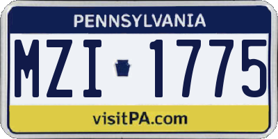 PA license plate MZI1775