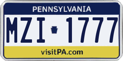 PA license plate MZI1777