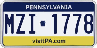 PA license plate MZI1778