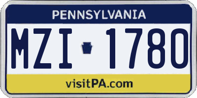 PA license plate MZI1780