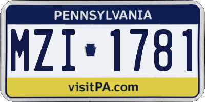 PA license plate MZI1781