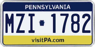 PA license plate MZI1782