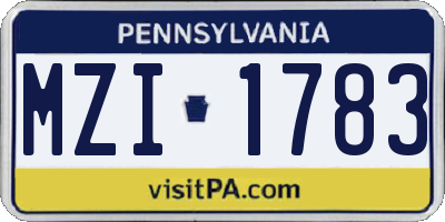PA license plate MZI1783