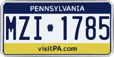 PA license plate MZI1785