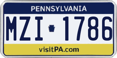 PA license plate MZI1786