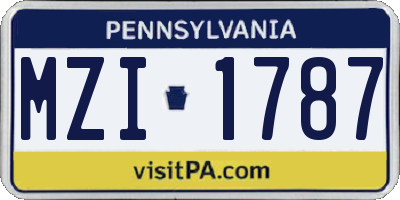 PA license plate MZI1787
