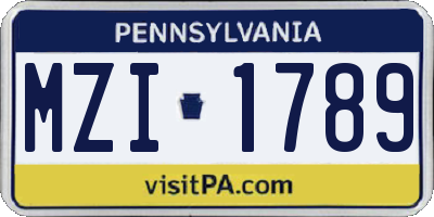 PA license plate MZI1789