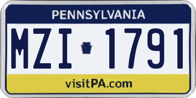 PA license plate MZI1791