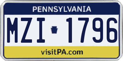 PA license plate MZI1796