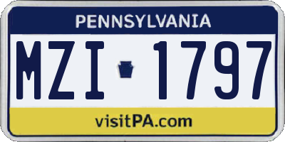 PA license plate MZI1797
