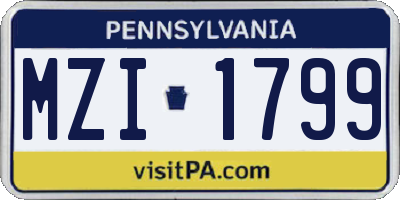 PA license plate MZI1799