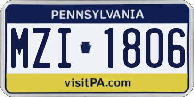 PA license plate MZI1806
