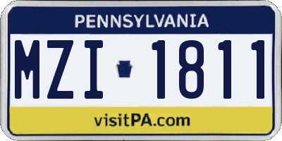 PA license plate MZI1811