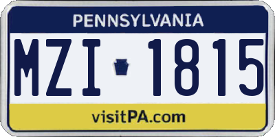 PA license plate MZI1815