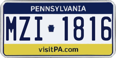 PA license plate MZI1816