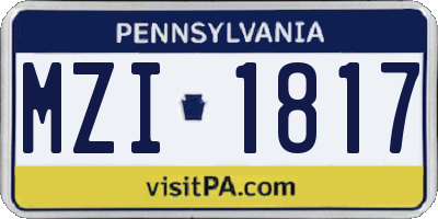 PA license plate MZI1817
