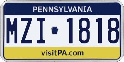 PA license plate MZI1818