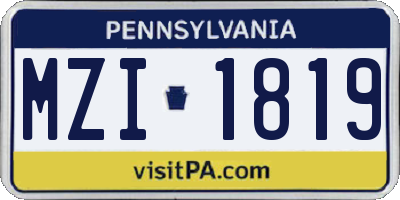PA license plate MZI1819