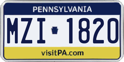 PA license plate MZI1820