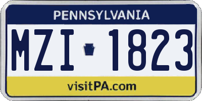 PA license plate MZI1823