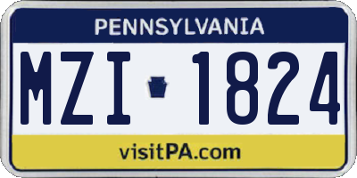 PA license plate MZI1824