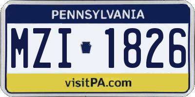 PA license plate MZI1826