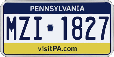 PA license plate MZI1827