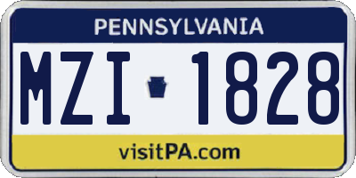PA license plate MZI1828