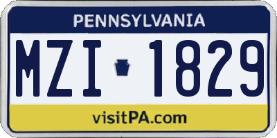 PA license plate MZI1829
