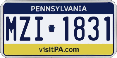 PA license plate MZI1831