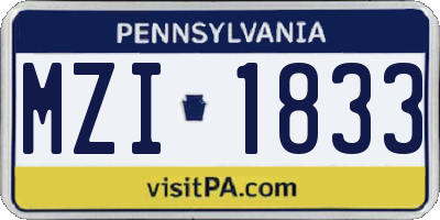 PA license plate MZI1833