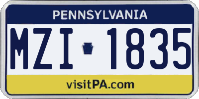 PA license plate MZI1835