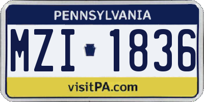 PA license plate MZI1836
