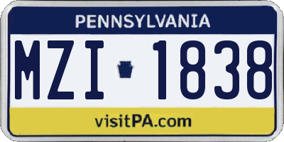 PA license plate MZI1838