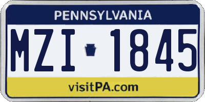 PA license plate MZI1845