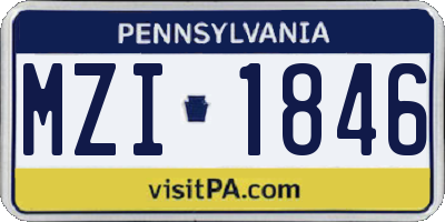 PA license plate MZI1846
