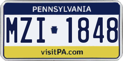 PA license plate MZI1848