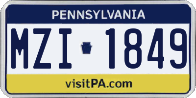 PA license plate MZI1849
