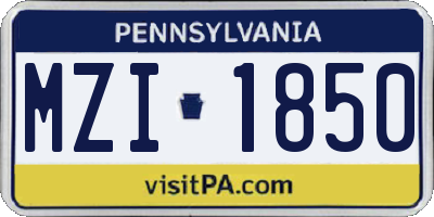 PA license plate MZI1850