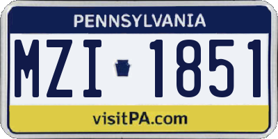 PA license plate MZI1851