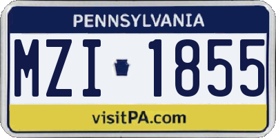 PA license plate MZI1855