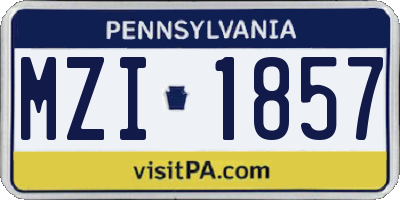PA license plate MZI1857