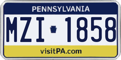 PA license plate MZI1858
