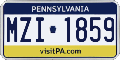 PA license plate MZI1859