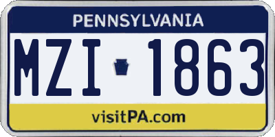 PA license plate MZI1863