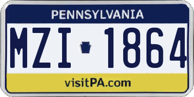 PA license plate MZI1864
