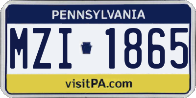 PA license plate MZI1865