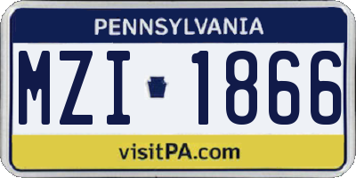 PA license plate MZI1866
